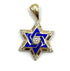 14K Gold & Diamond With Blue Enamel Star of David Necklace